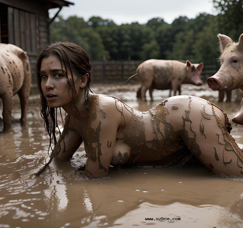 【AI生成】猪圈里的女人